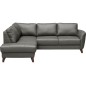 - Canapé d'angle convertible en cuir italien de luxe 5 places FIGARI avec coffre, gris foncé, angle gauche (vu de face)
