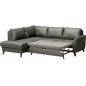 - Canapé d'angle convertible en cuir italien de luxe 5 places FIGARI avec coffre, gris foncé, angle gauche (vu de face)