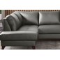 - Canapé d'angle convertible en cuir italien de luxe 5 places FIGARI avec coffre, gris foncé, angle gauche (vu de face)