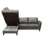 - Canapé d'angle convertible en cuir italien de luxe 5 places FIGARI avec coffre, gris foncé, angle gauche (vu de face)