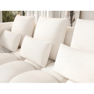Canapé d'angle convertible en tissu bouclette blanc cassé luxe 5 places LEONI