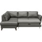 - Canapé d'angle convertible en cuir italien de luxe 5 places FIGARI avec coffre, gris foncé, angle gauche (vu de face)