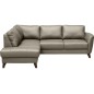 Canapé d'angle convertible en cuir italien de luxe 5 places FIGARI avec coffre, taupe, angle gauche (vu de face)