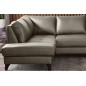 Canapé d'angle convertible en cuir italien de luxe 5 places FIGARI avec coffre, taupe, angle gauche (vu de face)