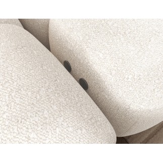 Canapé d'angle convertible en tissu bouclette blanc cassé luxe 5 places LEONI