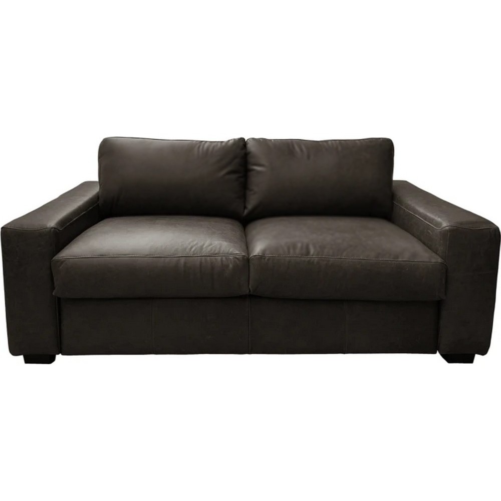 Canapé 3 places convertible en 100% tout cuir italien de luxe, chocolat, CLARK