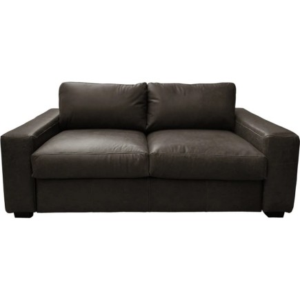 Canapé 3 places convertible en 100% tout cuir italien de luxe, chocolat, CLARK