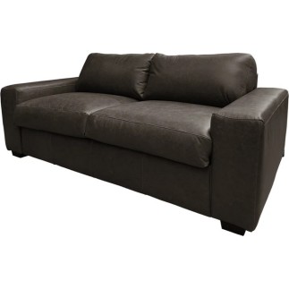 Canapé 3 places convertible en 100% tout cuir italien de luxe, chocolat, CLARK
