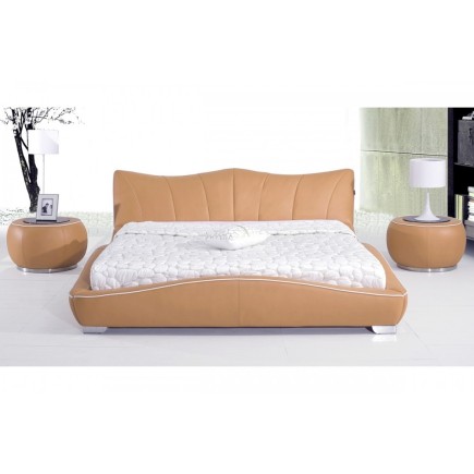 Lit en cuir italien de luxe LUXEN, beige