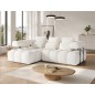 Canapé d'angle convertible en tissu bouclette blanc cassé luxe 5 places LEONI, angle gauche (vu de face) Canapé d'angle convertible en tissu bouclette blanc cassé luxe 5 places LEONI, angle gauche (vu de face)