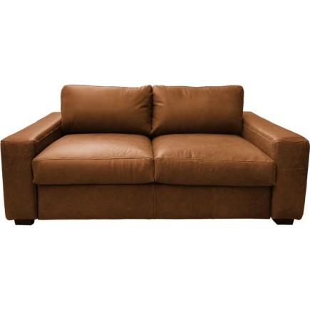 Canapé 3 places convertible en 100% tout cuir italien de luxe, marron, CLARK