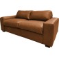 Canapé 3 places convertible en 100% tout cuir italien de luxe, marron, CLARK