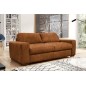 Canapé 3 places convertible en 100% tout cuir italien de luxe, marron, CLARK