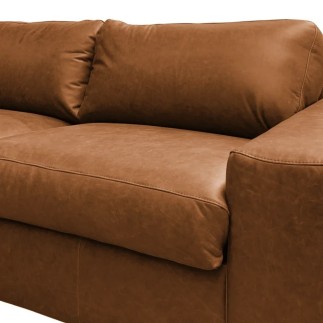 Canapé 3 places convertible en 100% tout cuir italien de luxe, marron, CLARK
