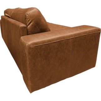 Canapé 3 places convertible en 100% tout cuir italien de luxe, marron, CLARK