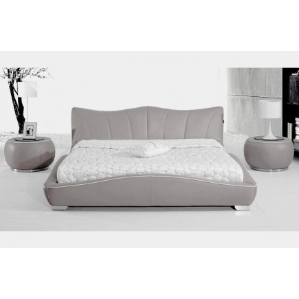 Lit en cuir italien de luxe LUXEN, gris clair