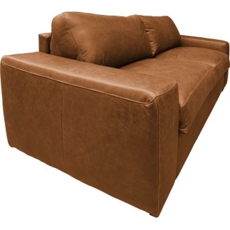 Canapé 3 places convertible en 100% tout cuir italien de luxe, marron, CLARK