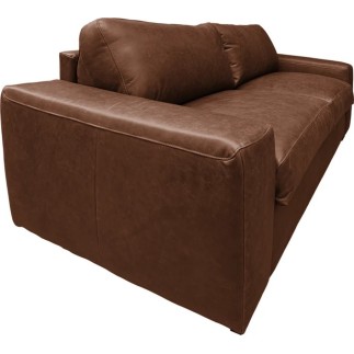 Canapé 3 places convertible en 100% tout cuir italien de luxe, marron foncé, CLARK