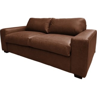 Canapé 3 places convertible en 100% tout cuir italien de luxe, marron foncé, CLARK