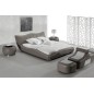 Lit en cuir italien de luxe LUXEN, gris clair, 140x190