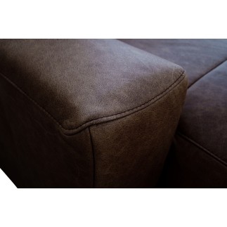 Canapé d'angle en 100% tout cuir italien de luxe 5 places, chocolat, angle gauche, CLAUDIO