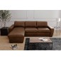 - Canapé d'angle en 100% tout cuir italien de luxe 5 places, marron foncé, angle gauche - CLAUDIO