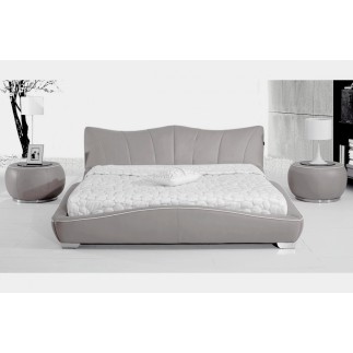 Lit en cuir italien de luxe LUXEN, gris clair