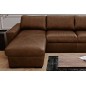 - Canapé d'angle en 100% tout cuir italien de luxe 5 places, marron foncé, angle gauche - CLAUDIO
