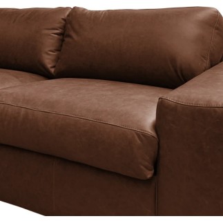 - Canapé d'angle en 100% tout cuir italien de luxe 5 places, marron foncé, angle gauche - CLAUDIO