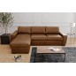 Canapé d'angle en 100% tout cuir italien de luxe 5 places, marron, angle gauche, CLAUDIO