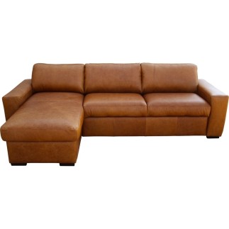 Canapé d'angle en 100% tout cuir italien de luxe 5 places, marron, angle gauche, CLAUDIO