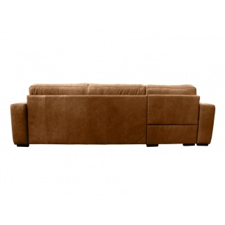 Canapé d'angle en 100% tout cuir italien de luxe 5 places, marron, angle gauche, CLAUDIO