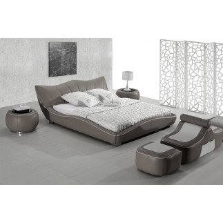 Lit en cuir italien de luxe LUXEN, gris clair, 160x200