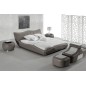 Lit en cuir italien de luxe LUXEN, gris clair, 160x200
