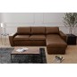 Canapé d'angle en 100% tout cuir italien de luxe 5 places, marron foncé, angle droit, CLAUDIO