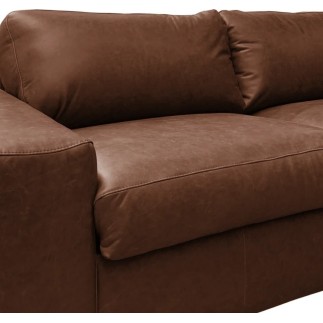 Canapé d'angle en 100% tout cuir italien de luxe 5 places, marron foncé, angle droit, CLAUDIO