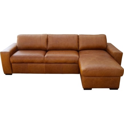 Canapé d'angle en 100% tout cuir italien de luxe 5 places, marron, angle droit, CLAUDIO
