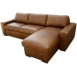 Canapé d'angle en 100% tout cuir italien de luxe 5 places, marron, angle droit, CLAUDIO