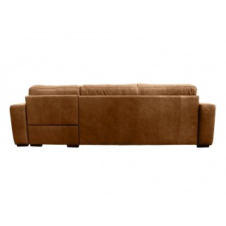 Canapé d'angle en 100% tout cuir italien de luxe 5 places, marron, angle droit, CLAUDIO