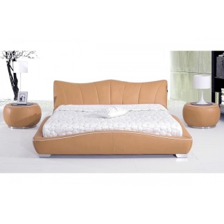 Lit en cuir italien de luxe LUXEN, beige