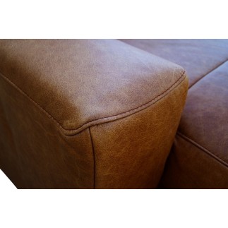 Canapé d'angle en 100% tout cuir italien de luxe 5 places, marron, angle droit, CLAUDIO
