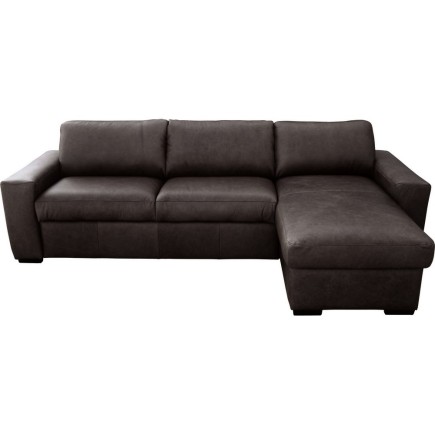 Canapé d'angle en 100% tout cuir italien de luxe 5 places, chocolat, angle droit, CLAUDIO