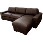 Canapé d'angle en 100% tout cuir italien de luxe 5 places, chocolat, angle droit, CLAUDIO