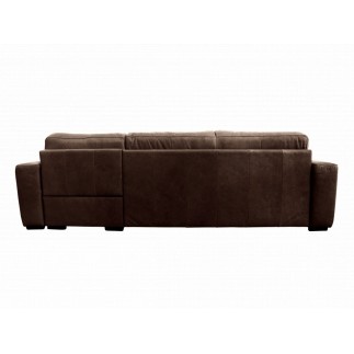 Canapé d'angle en 100% tout cuir italien de luxe 5 places, chocolat, angle droit, CLAUDIO