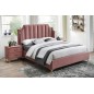 Lit double en tissu velours de qualité MONOTI, rose pale, avec sommier à lattes, 160x200