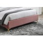 Lit double en tissu velours de qualité MONOTI, rose pale, avec sommier à lattes, 160x200