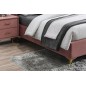 Lit double en tissu velours de qualité MONOTI, rose pale, avec sommier à lattes, 160x200
