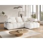 Canapé d'angle convertible en tissu bouclette blanc cassé 3-4 places LEONI, angle droit (vu de face) Canapé d'angle convertible en tissu bouclette blanc cassé 3-4 places LEONI, angle droit (vu de face)