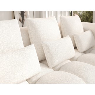 Canapé d'angle convertible en tissu bouclette blanc cassé 3-4 places LEONI