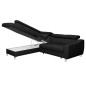 Canapé d'angle convertible en cuir italien de luxe 5 places ASTRID, noir, angle gauche